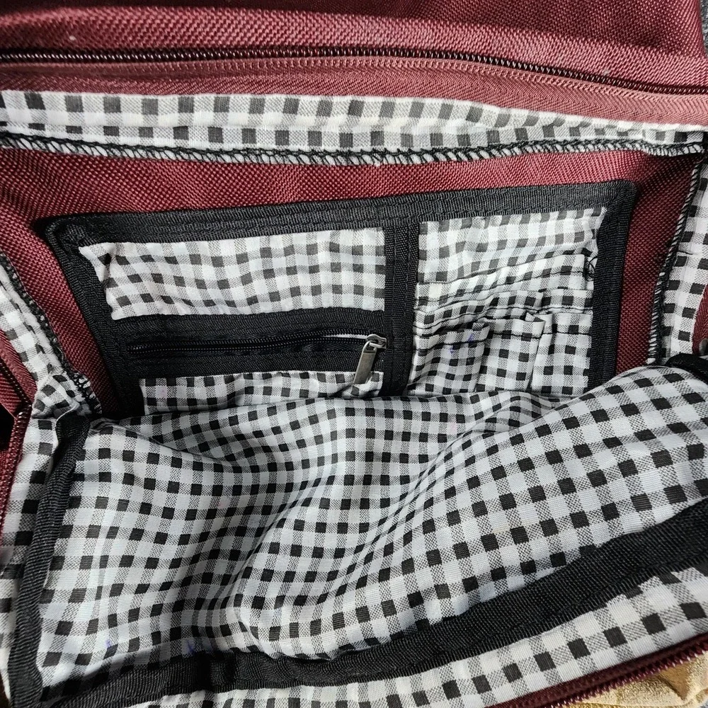 Steve Madden Classic Sport Backpack Oxblood Burgundy‎ Tan Base School Travel